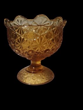 Amber Pressed Glass Compote Bowl